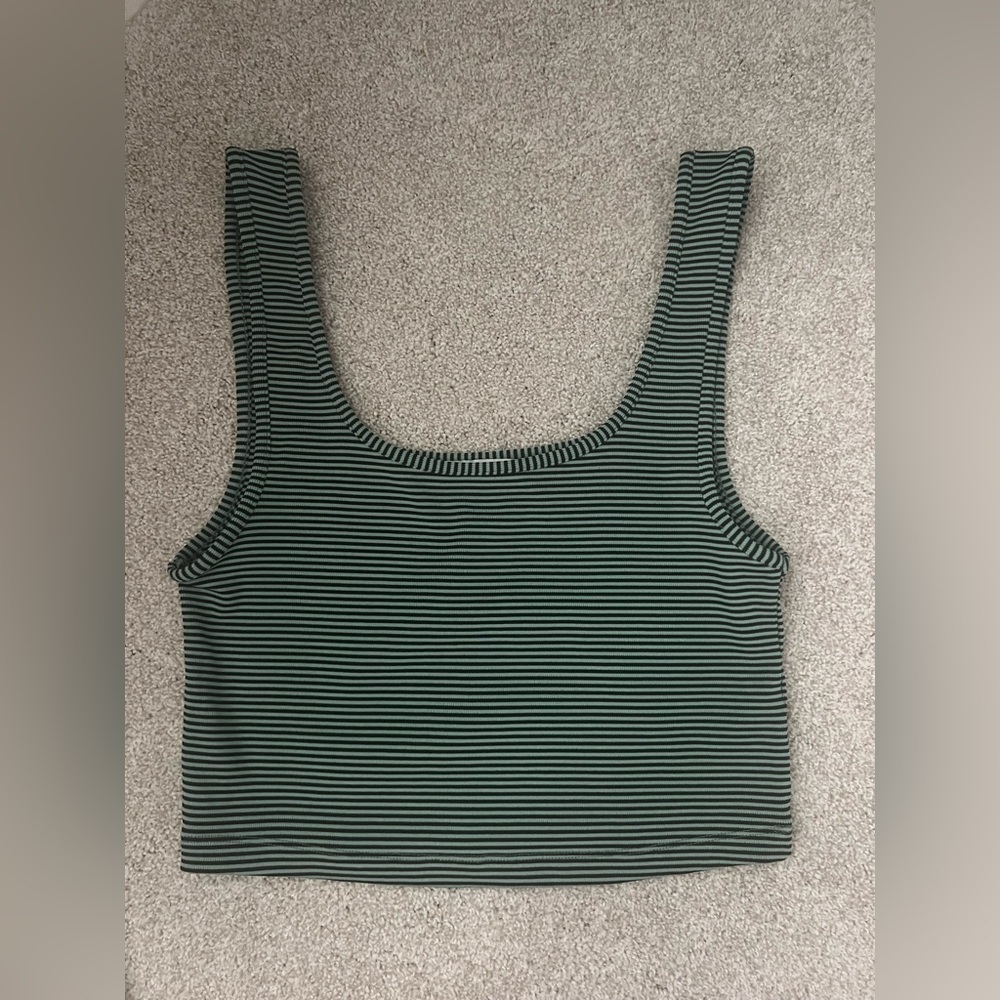 Zara Green and Black Stripped Crop Tank Top